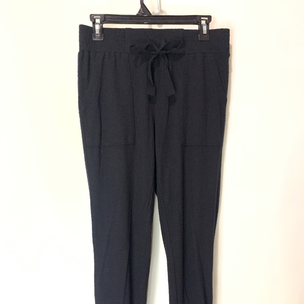 Simple Pleasures Black Loungewear Sweatpants with Tapered Ankle Size Medium